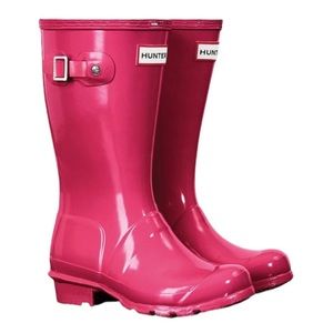 Big Kids Hunter Original Gloss Rain Boots Barbie Pink Bright Pink Size US 4